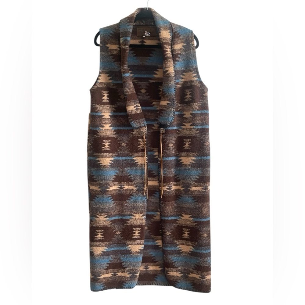 Bear Ridge Outfitters Vintage Duster Blanket Vest Jacket USA Aztec Western 90s L - Picture 1 of 14